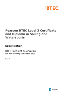 BTEC Level 3 Sailing and Watersports specification